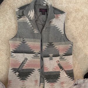 Gray and Pink Patterned Vest